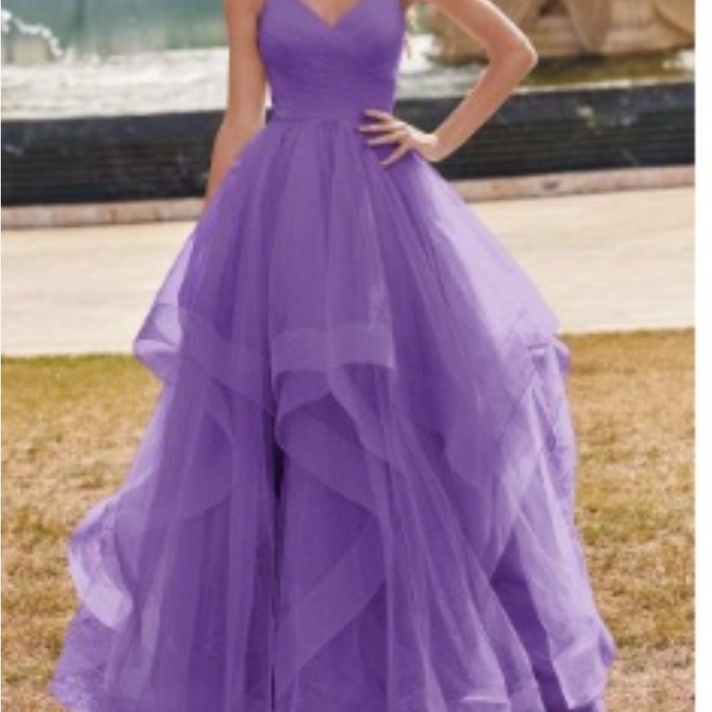 Elegant Purple Evening Gown; Prom